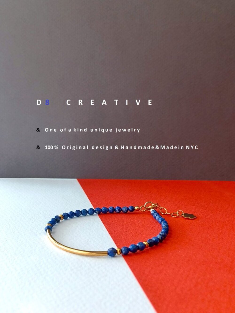 New women's  14k gold filled with lapis lazuli  bracelet